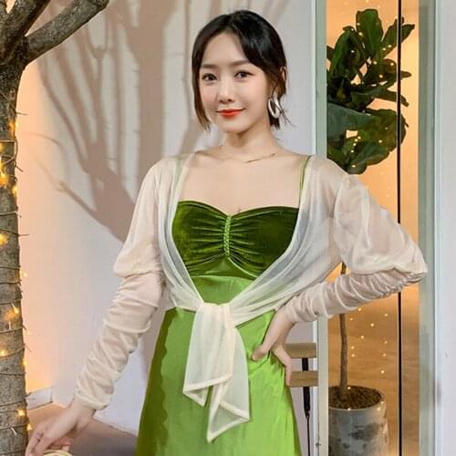 Bridesmaid Wedding Wrap Jacket Full Sleeve Sheer Chiffon Bolero Shrugs For Women Cardigan Bolero Jacket Cardigan For Party Coat