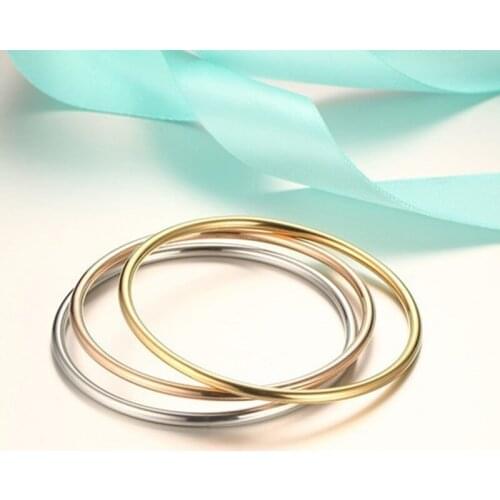 High Polished Simple Bangle for Women Stainless Steel Handmade Jewelry Birthday Gifts
