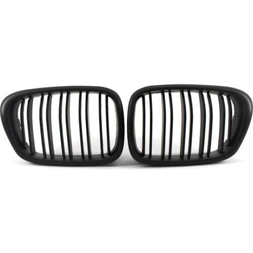 Pair Grille Grill Twin Slat Matte Black Front Kidney for BMW E39 5 Series 520i 528i 540i 530i M5 99-03 51137005837,51137005838