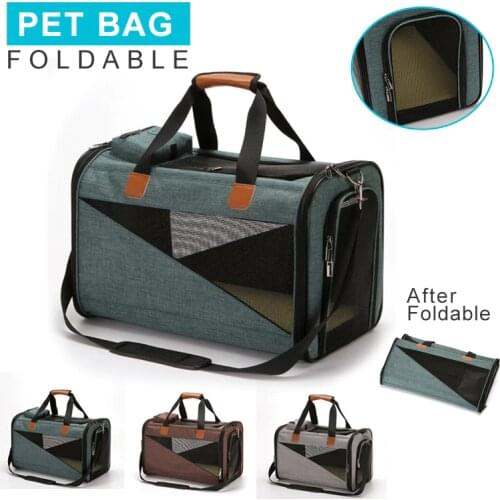 High Grade Dog Backpack Foldable Linen Fabric Portable Single Shoulder Cat Carrier Bags Four Sides Breathable Travel Pet Supplie