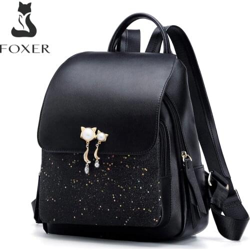 FOXER Brand Women Patchwork Zipper Large Capacity Backpack New Design Female College Bags Teenage Girls School Shoulder Bag