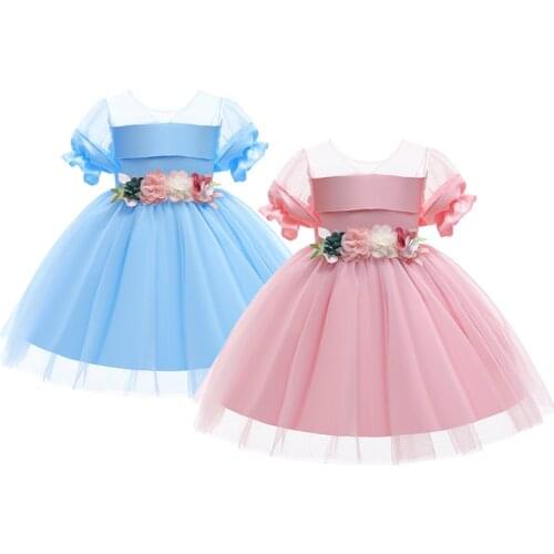Flowers Baby Girls Dress Summer Mesh Casual Wedding Little Princess Birthday Party Costume 3 4 5 6 7 8 9 10 Years Kids Dresses