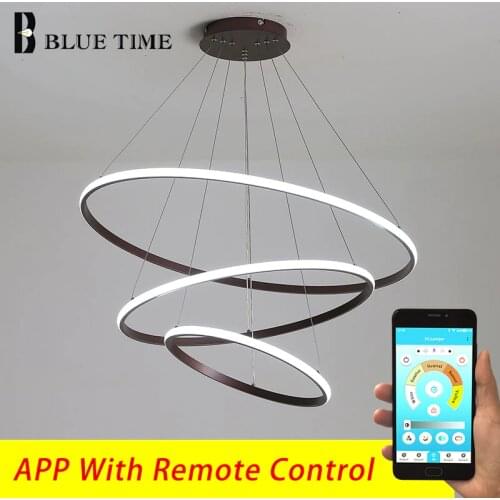 Modern LED Chandeliers Lights For Living Room Dining Room Bedroom White Round Rings Indoor Lighting Hanging Lamps Chandelier