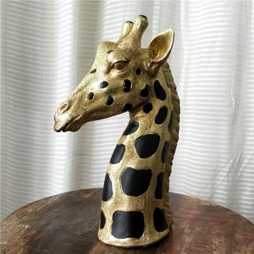 Giraffe Bust Resin Giraffe Statue African Wild Animal Head Ornament Abstract Craft Study Decor Studio Sculpture Office Model