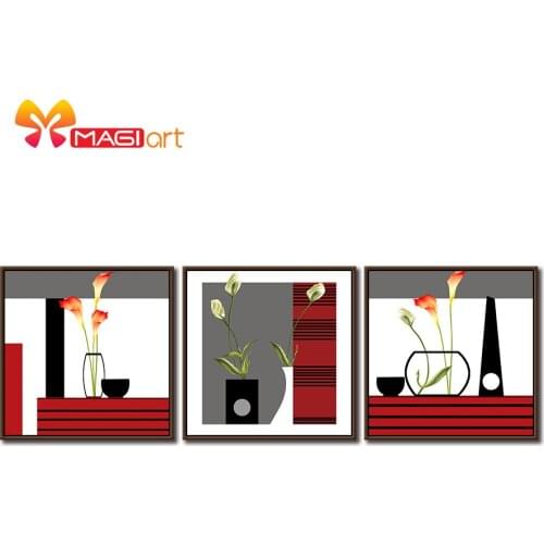 Cross stitch kits Embroidery needlework sets 11CT water soluble canvas patterns 14CT Modern Style Abstract Flower-NCMC004