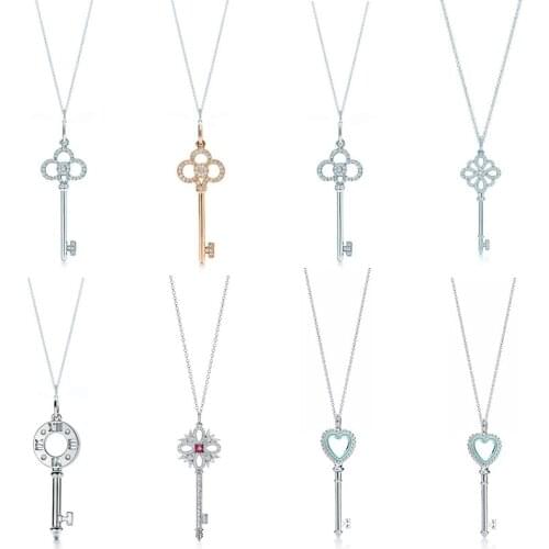 1:1 high-quality 925 sterling silver key necklace, with original multi-style jewelry design exquisite craft template