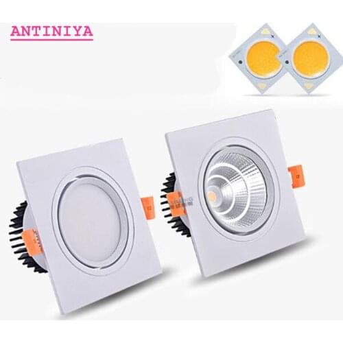 Dimmable high quality recessed LED Downlights 7W 9W 12W 15W 18W COB LED Spot light AC85-265V Ceiling lamp square LED panel light