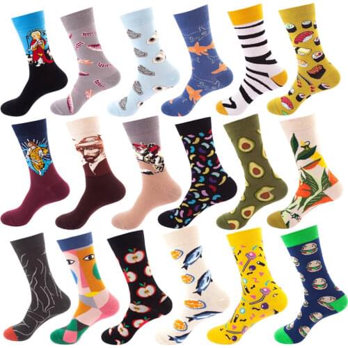 Women Socks Funny Cute Cotton Omelette Japanese Harajuku skateboard Socks Hamburger Happy Avocado Fruit Egg Socks Christmas Gift