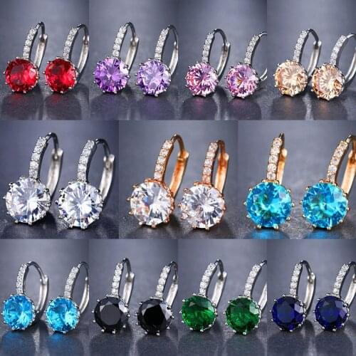 Korean Pop Hot Selling Temperament Wild Simple Geometric Copper Inlaid Zircon Woman Earrings Jewelry Wholesale