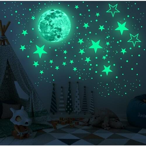 Star Wall Sticker Cartoon Ornaments Fluorescent Universe Sky Planet DIY Kids Bedroom Decoration