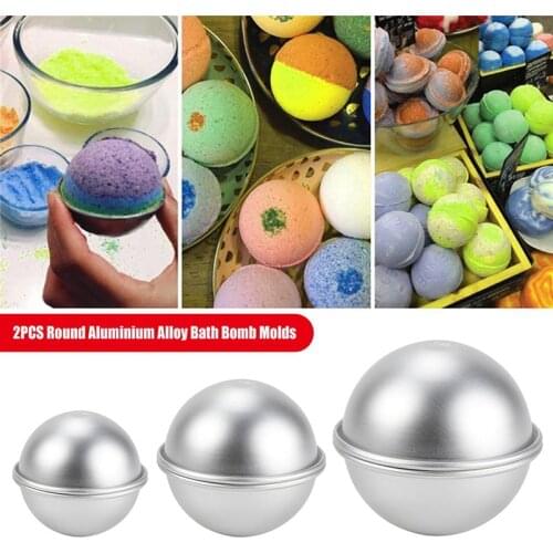 1Pair/2PCS Round Aluminium Alloy Bath Bomb Molds DIY Tool Bath Bomb Salt Ball Homemade Crafting Gifts Semicircle Sphere Mold