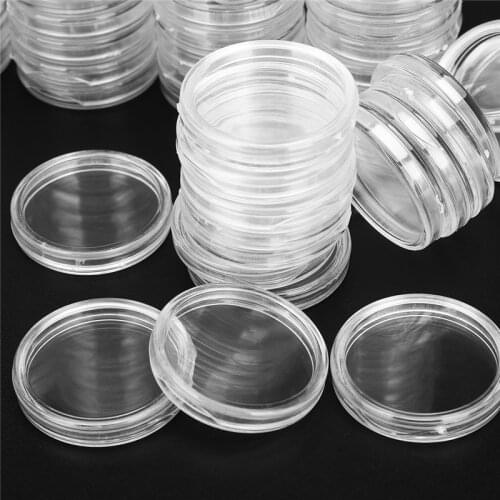 100Pcs/Set Cllear 25mm Coin Cases Capsules Holder Applied Clear Portable Round Storage Box Storage Coins Transparent Protection