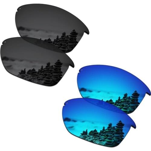 SmartVLT 2 Pairs Polarized Sunglasses Replacement Lenses for Oakley Unstoppable Stealth Black and Ice Blue