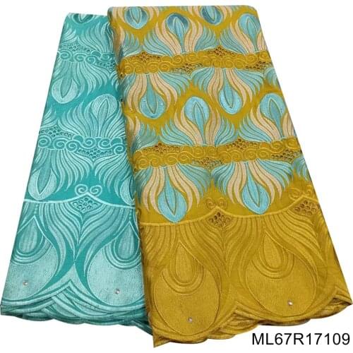 2021 High Quality swiss voile lace in switzerland 100% cotton lace with stones 2.5+2.5yards embroidered fabric ML67R171