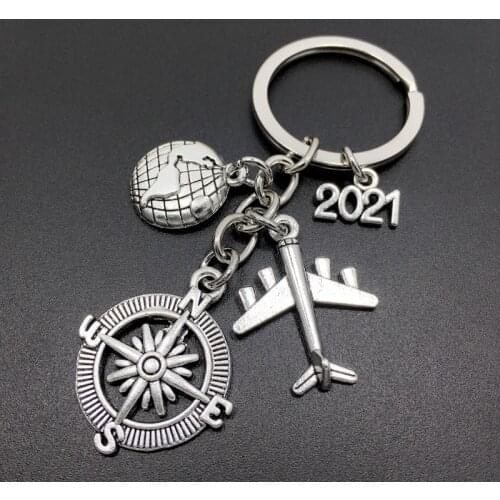 2021 Earth Airplane Keychains No Matter Where Pendant Travel Keyring Friendship Best Friend Jewelry Diy Handmade