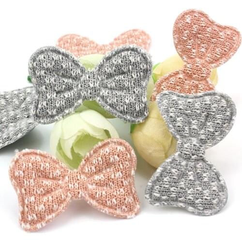 50Pcs 2.5*3.8cm Snowflake Cloth Bowknot Padded Appliques For Crafts BB Clip Handmade Headwear Decor Ornaments Accessories