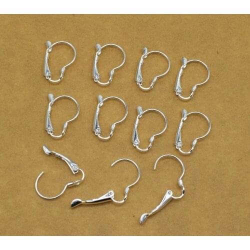 50pcs 925 Sterling Silver Jewelry DIY Accessories 925 Silver Hook For Necklace Gourd Shape Earring Accessories 1.3*2CM