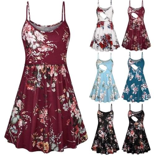 #57 Maternity Dresses Fashion Print Sling Breast-feeding Pregnant Woman Nursing Dress Pijama Femme Ete Одежда Для Беременных