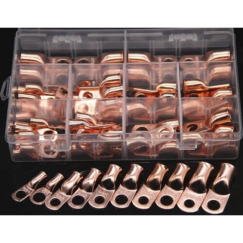 70/50/30PCS Mixed SC Bare Copper Splice Crimp Terminals Electrical Cable Wire Lug Ring Connectors Assortment AWG