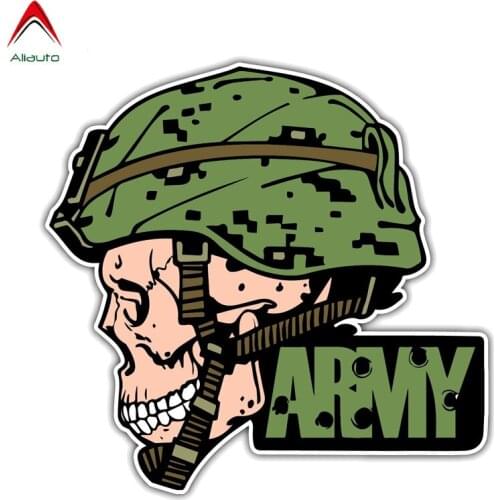 Aliauto Creative Car Sticker US Army Soldier Skeleton Skull Gun Waterproof Reflective Decal Auto Accessories PVC,16cm*16cm