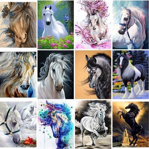 DIY 5D Diamond Painting Animals Cross Stitch Horse Diamond Embroidery Full Round/Square Drill Resin Rhinestone Mosaic Home Decor