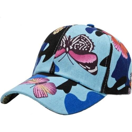 Women Butterfly Leaves Pattern Baseball Cap Men Outdoor Travel Sun Hat Casual Hip Hop Trucker Gorras Adjust