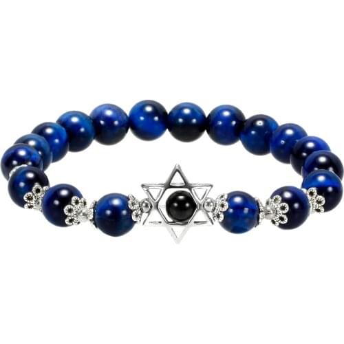 8mm Six-pointed Star Stone Beads Bracelet Merkaba Star Crystal Healing Reiki Bracelet Stone Handmade Bracelet Women Jewelry