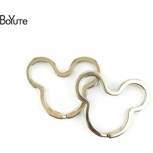 BoYuTe (50 Pieces/Lot) 32*39MM Zinc Alloy Keyring Antique Bronze White K Plated Metal Diy Mickey Keyring Jewelry Findings