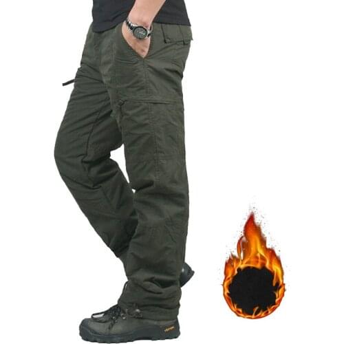 Brand Winter Double Layer Mens Cargo Pants Warm Baggy Pants Cotton Trousers For Men Male Military Camouflage Tactical