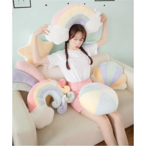 Colorful Moon Rainbow Star Cloud Conch Plush Pillow Kids Plush Toys Soft Sofa Cushion Baby Sleeping Pillow Gift