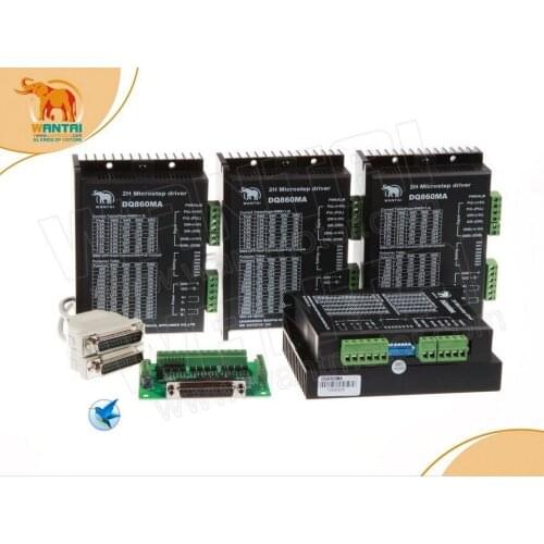 4PCS Wantai Stepper Motor Driver DQ860MA 80V 7.8A 256Micro CNC Router Mill Cut Laser+Breakout Board &Cable