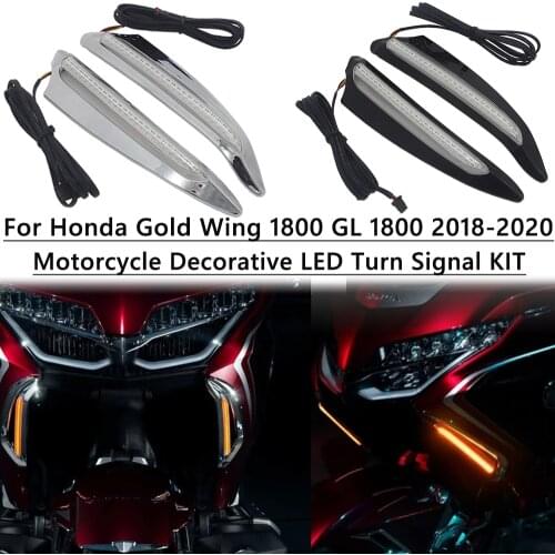 2018 -UP Motorcycle LED Turn Signal KIT For Honda Gold Wing 1800 F6B GL1800 Front Turn Signal Lighted Vent Trim Black and Chrome