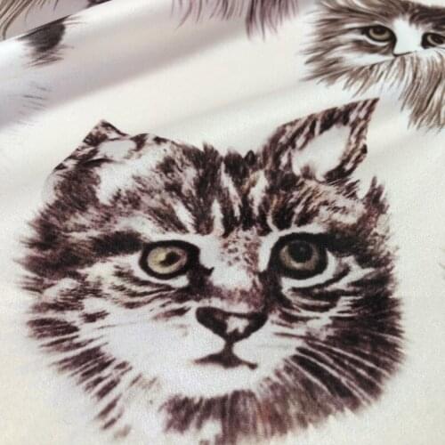 Cat Pattern Printing 100% Polyester Diy Custom Clothing Pajamas Womens Brand Fashion Fabric Cloth for Dress by Meter