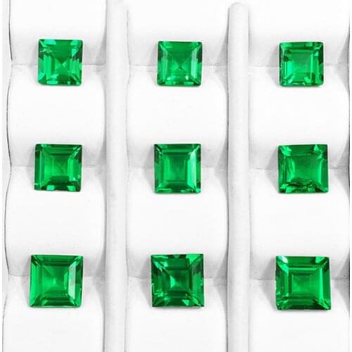 10x10mm 3.5 Karat Square Set Cut GRC Certificate Grown Created Loose Gemstone Hydrothermal Columbian Emerald Price Per Carat