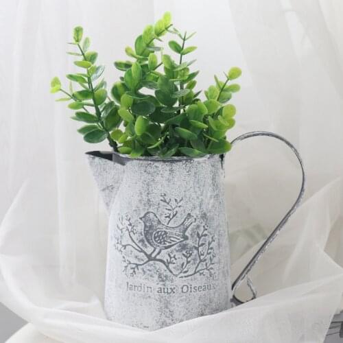 Flowers Bucket Barrel Metal Vases Vintage Style Home Gardening Ornaments Retro Metal Craft Artificial Holder Flower Arrangement