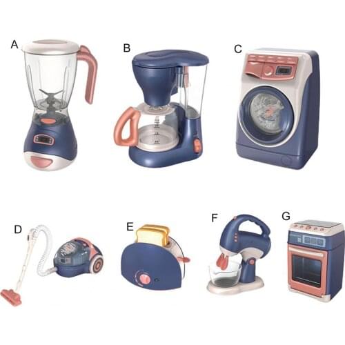 Mini Children Kitchen Toy Simulation Washing Machine Bread Maker Microwave Oven Girls Play House Role Play Interactive Toys Kids