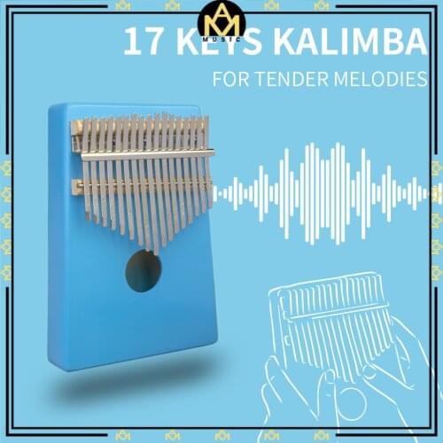 17 Keys Blue Kalimba C Tone Mini Keyboard Instrument African Solid Wood Thumb Finger Piano K05-Blue