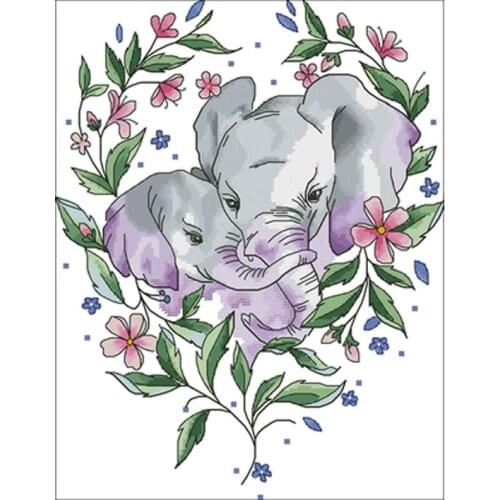 Mother-child elephant patterns Counted Cross Stitch 11CT 14CT 18CT DIY Chinese Cross Stitch Kits Embroidery Needlework Sets