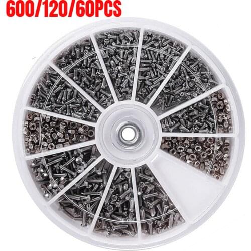 60/120/600pcs 12 Kind of Small Screws Nuts Electronics Assortment Kit Watch Glasses Precision Repair Screw Tool Set Hand Tools