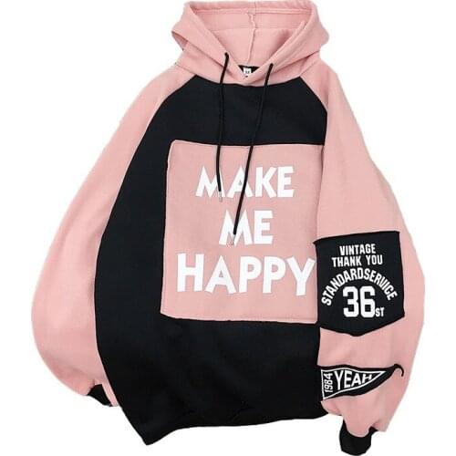 2020 New Autumn And Winter Letter Printing Women Hoodie Plus Velvet Thick Mid-length Loose Casual Commuting Ladies Sweatshirt