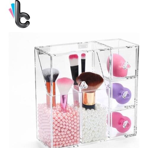 NewAcrylic Makeup Multi-functional Storage Box Brush Egg Sponge Puff Storage Box with Cover Cosmetics Beauty Egg Organizer -4