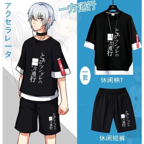 A Certain Scientific Railgun Accelerator HOT Anime Print Short Sleeve Tops T-Shirt Unisex Short Pants Men Female Knickers Set