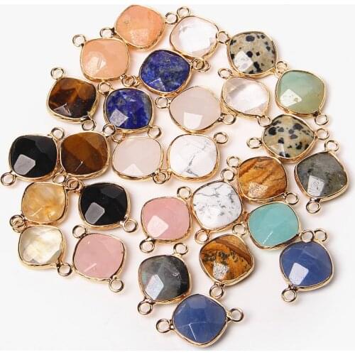 Wholesale 30 pcs Natural Faceted Square Labradorite Amazonite Tiger Eye Stone Beads Charm DIY Making Jewelry Necklace Bracelets