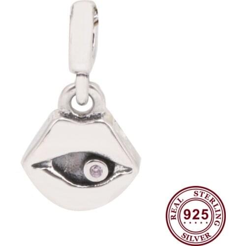 Original 925 Sterling Silver Charm Creative Red Lip Pendant Fit Pandora Women Bracelet & Necklace Diy Jewelry