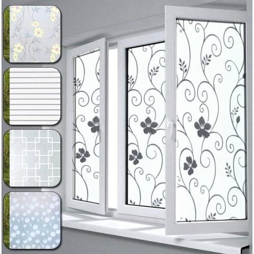 Window Film Privacy Self Adhesive Stickers Wide 30cm Long 100cm Frosted Opaque Glass Floral Pattern Home Decor Bathroom Bedroom