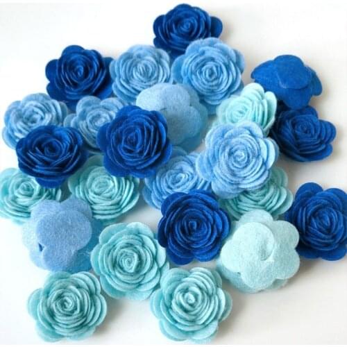 24Pcs/Lot Mixed Color Flower Felt Fabric Pads Handmade Craft Materials Tool Felt DIY Craft Sewing Decoration Accessories