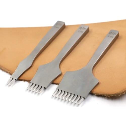 Polished tooth prongs Leather Stitching Punch Tool Chisel Leather Hole Punches Tools Set Craft Polished Prongs Lacing Stitch DIY