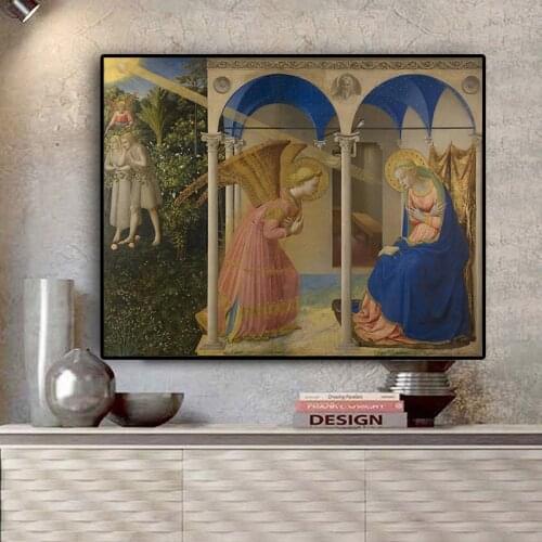 Annunciation for Fra Angelico Portrait Oil Painting on Canvas Posters and Prints Scandinavian Art Wall Picture for Living Room