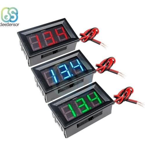 DC 4.5V to 30V Digital Voltmeter Voltage Panel Meter 2 Wires Red/Blue/Green For 6V 12V Electromobile Motorcycle Car