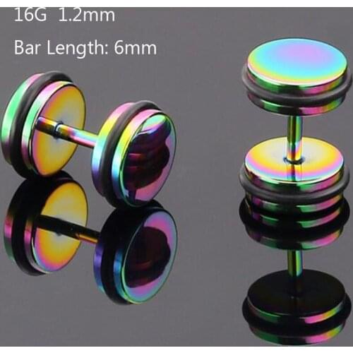 2 Pieces 16G 1.2x6mm Gold Stainless Steel Round Earring Barbell Tragus Earring Men Boy Stud EarrsingsBody Piercing Jewelry